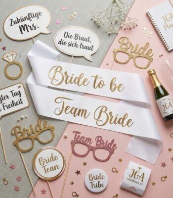 JGA Geschenk Set mit Schärpen und Fotorequisiten