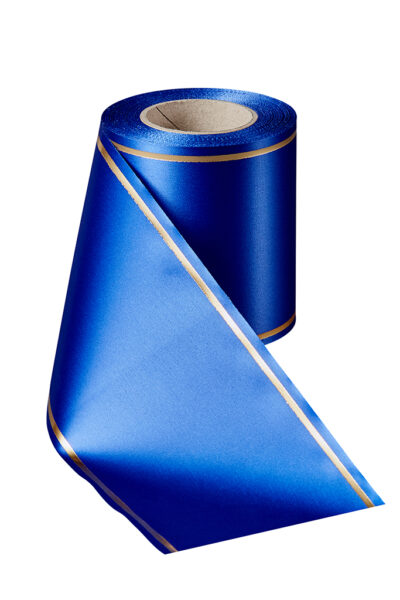 Super Satin Band in Enzianblau mit Goldrand