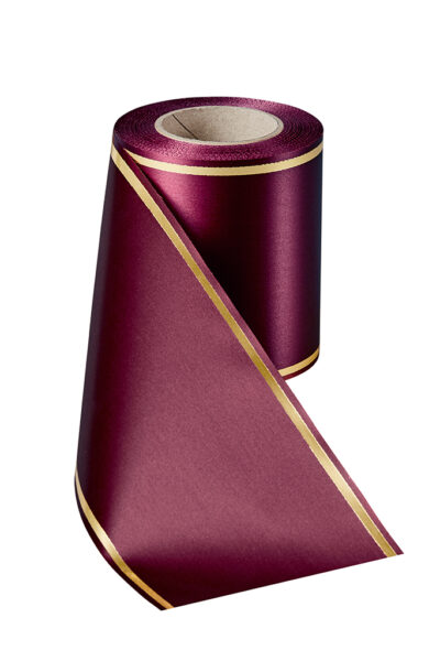 Super Satin Band in Kardinalrot mit Goldrand