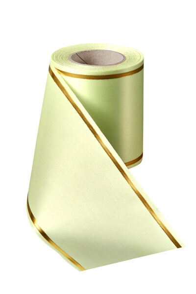 Super Satin Band in Limonengrün mit Goldrand