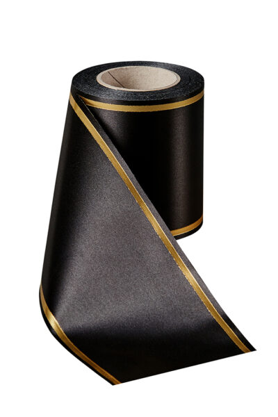 Super Satin Band in Schwarz mit Goldrand
