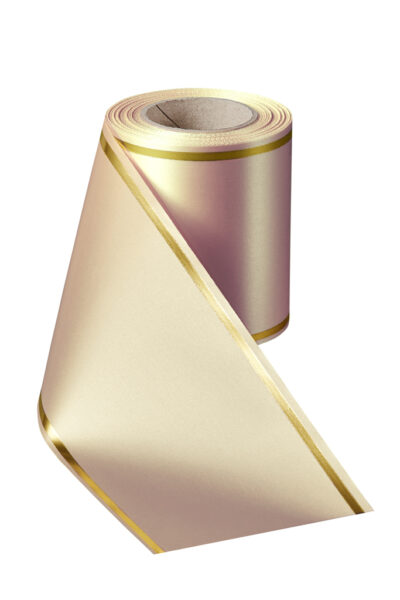 Super Satin Band in Sektfarbe mit Goldrand