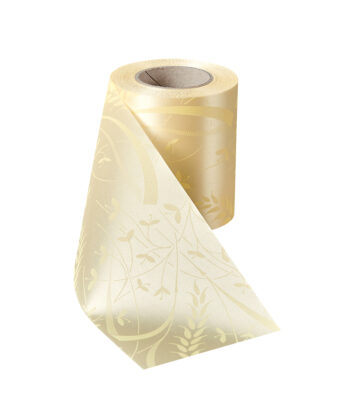 Super Satin Band in Sektfarbe mit Maiglöckchen
