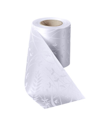 Super Satin Band in Weiß mit Maiglöckchen