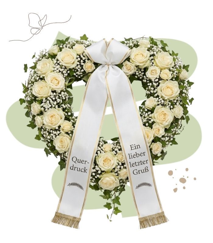 Trauerschleife für Blumenherz